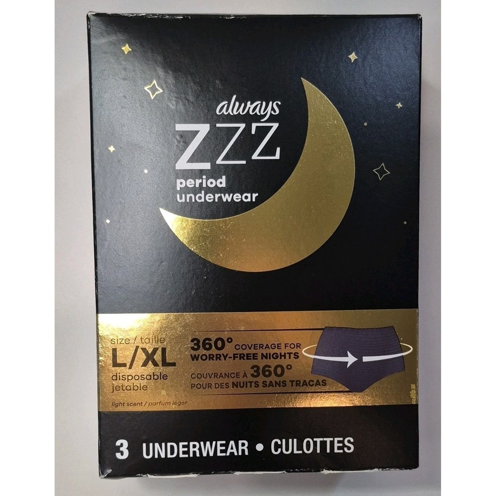 Always ZZZ Disposable Menstrual Underwear L/XL 3 Count Silky Soft Light Scent